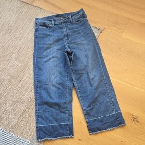 Uniqlo Women's Flare Wide Leg Jeans - Blue, 26, Frayed Hem, Distressed, GUC